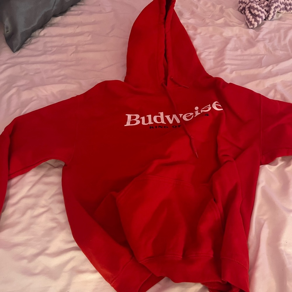 Red Budweiser hoodie with back detail